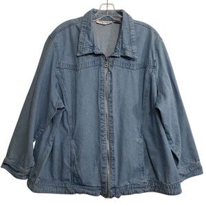 Cathy Daniels Women's 2X Full Zip Jean Jacket with Rhinestone Decor